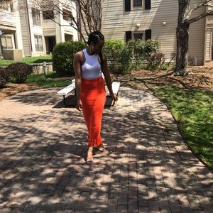 Orange crochet skirt